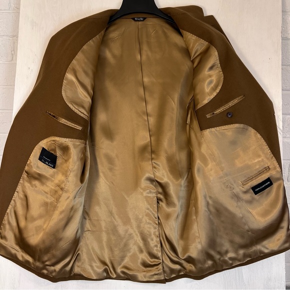 Bill Blass 100%  Cashmere Mens Size 42R blazer sport Coat suit jacket Tan - Picture 9 of 13